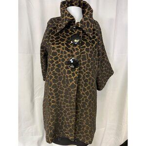 Luii Womens Brown Leopard Print Swing Coat Size S SKU 6738